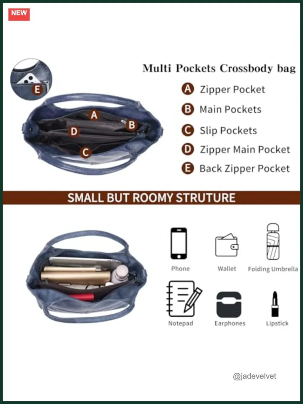 Women's Soft Vegan Leather Hobo Crossbody Tote with Top Handle